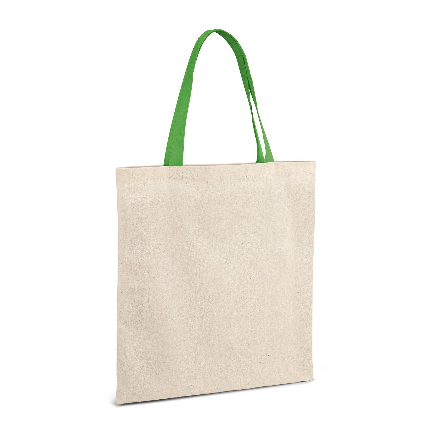 Hi!dea Чанта, 100% памук, 375 x 415 mm, с дълги зелени дръжки, 50 броя | JAR Computers Hi!dea Чанта, 100% памук, 375 x 415 mm, с дълги зелени дръжки, 50 броя