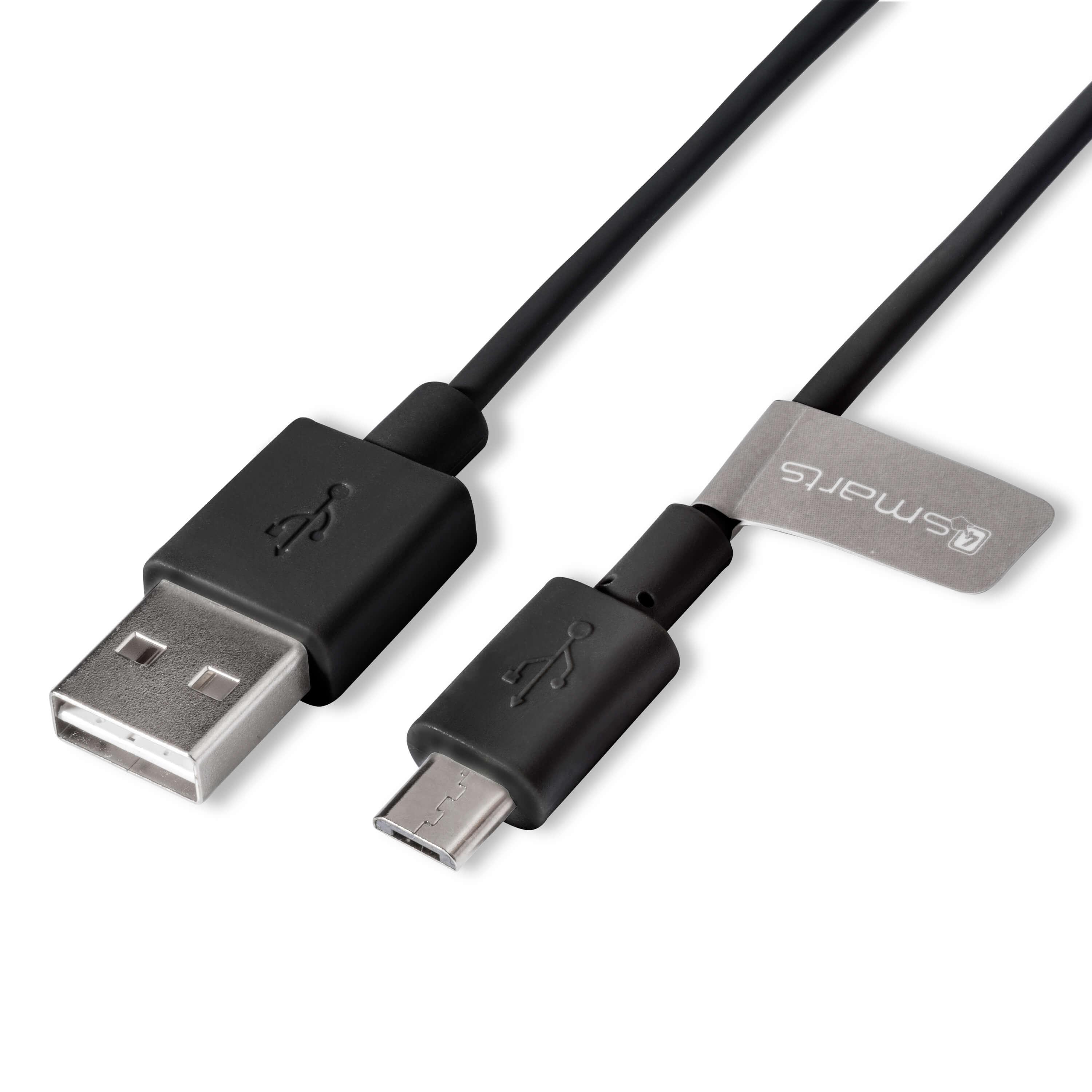 Компактен microUSB кабел с (100 см) - 4smarts Basic Micro-USB Data Cable BasicCord 1m (черен) | JAR Computers Компактен microUSB кабел с (100 см) - 4smarts Basic Micro-USB Data Cable BasicCord 1m (черен)