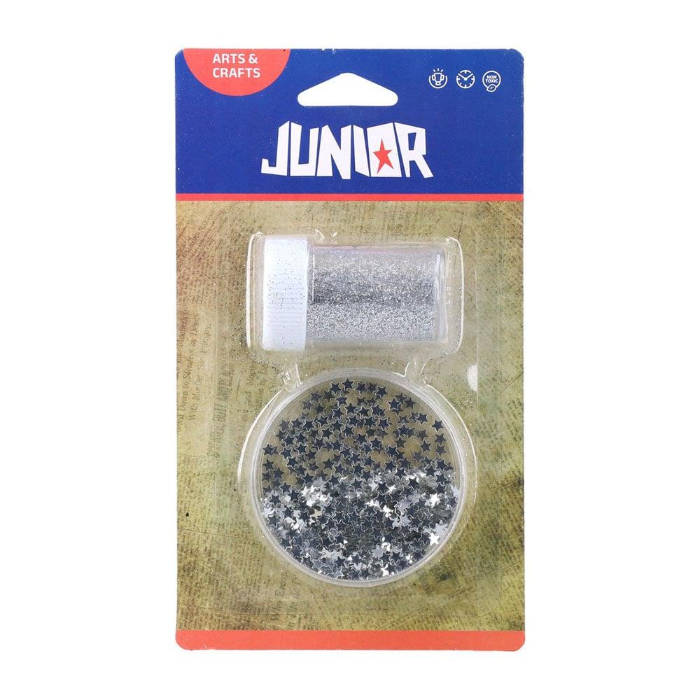 Комплект пайети, звезди и брокат за декорация Junior, сребристи | JAR Computers Комплект пайети, звезди и брокат за декорация Junior, сребристи