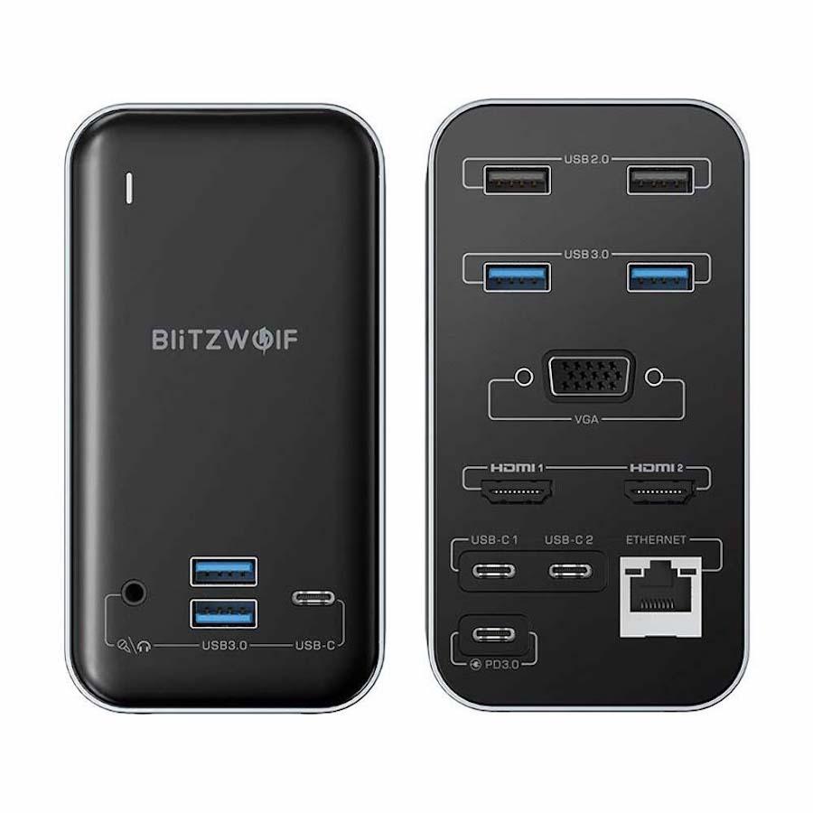 Мултифункционален хъб за свързване на допълнителна периферия за Macbook и USB-C устройства - Blitzwolf Docking Station 15-in-1 USB-C Hub (сив) | JAR Computers Мултифункционален хъб за свързване на допълнителна периферия за Macbook и USB-C устройства - Blitzwolf Docking Station 15-in-1 USB-C Hub (сив)