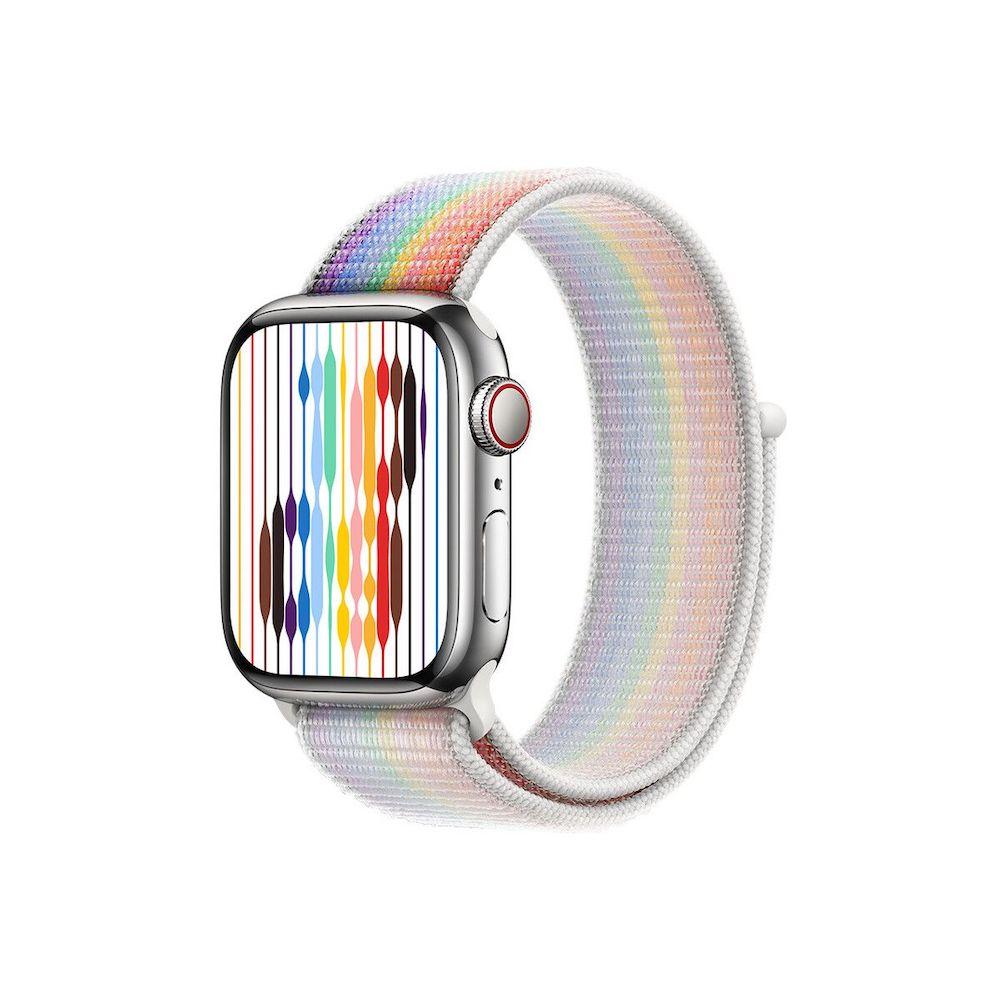 Оригинална текстилна каишка за Apple Watch 42мм, 44мм, 45мм, 46мм, Ultra, Ultra 2 49мм - Apple Pride Edition Sport Loop (шарен) | JAR Computers Оригинална текстилна каишка за Apple Watch 42мм, 44мм, 45мм, 46мм, Ultra, Ultra 2 49мм - Apple Pride Edition Sport Loop (шарен)