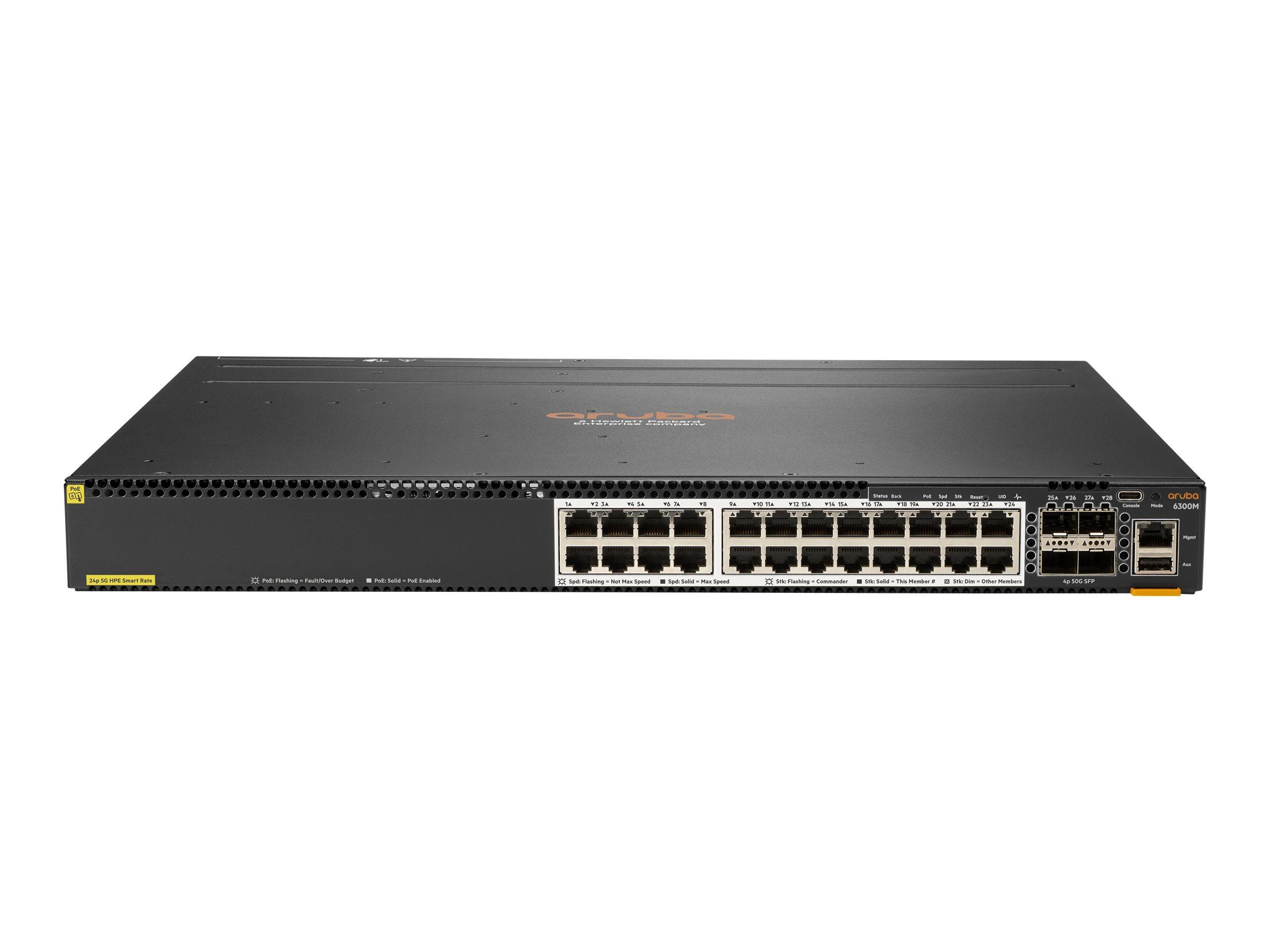 Aruba CX 6300M 24-port HPE Smart Rate 1/2.5/5GbE Class 6 PoE and 4-port SFP56 Switch | JAR Computers Aruba CX 6300M 24-port HPE Smart Rate 1/2.5/5GbE Class 6 PoE and 4-port SFP56 Switch
