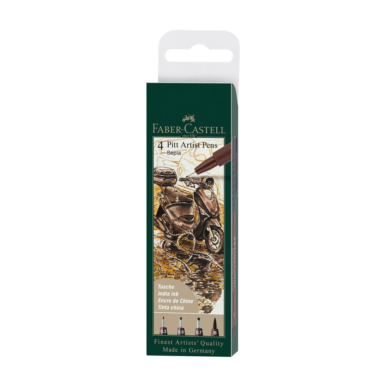 Faber-Castell Тънкописец Pitt Artist Pen, № 175, тъмна сепия, 4 броя (S, F, M, B)