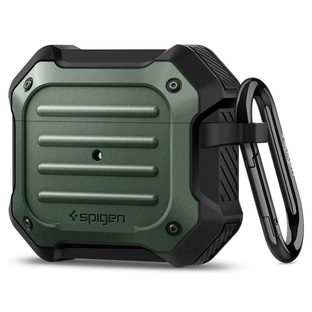 Хибриден удароустойчив кейс с карабинер за Apple AirPods 3 - Spigen AirPods 3 Tough Armor Case (зелен) | JAR Computers Хибриден удароустойчив кейс с карабинер за Apple AirPods 3 - Spigen AirPods 3 Tough Armor Case (зелен)