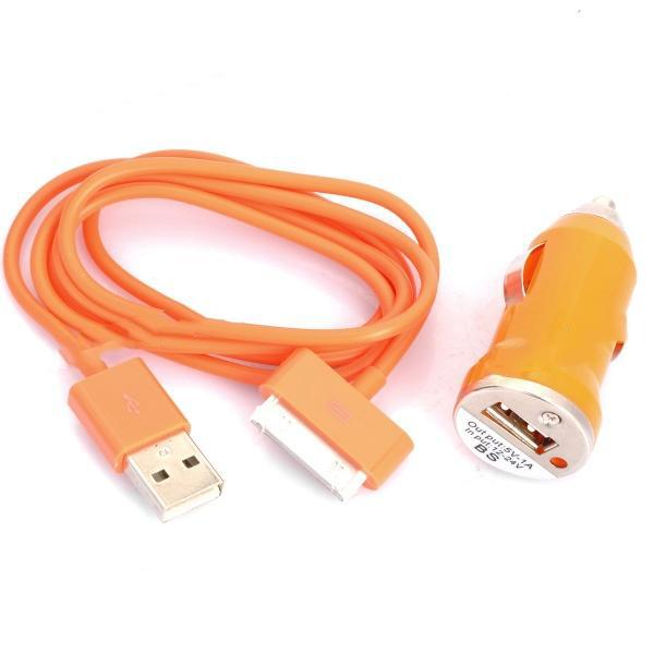 USB зарядно и кабел за кола за iPhone 4S и iPod (оранжев) | JAR Computers USB зарядно и кабел за кола за iPhone 4S и iPod (оранжев)