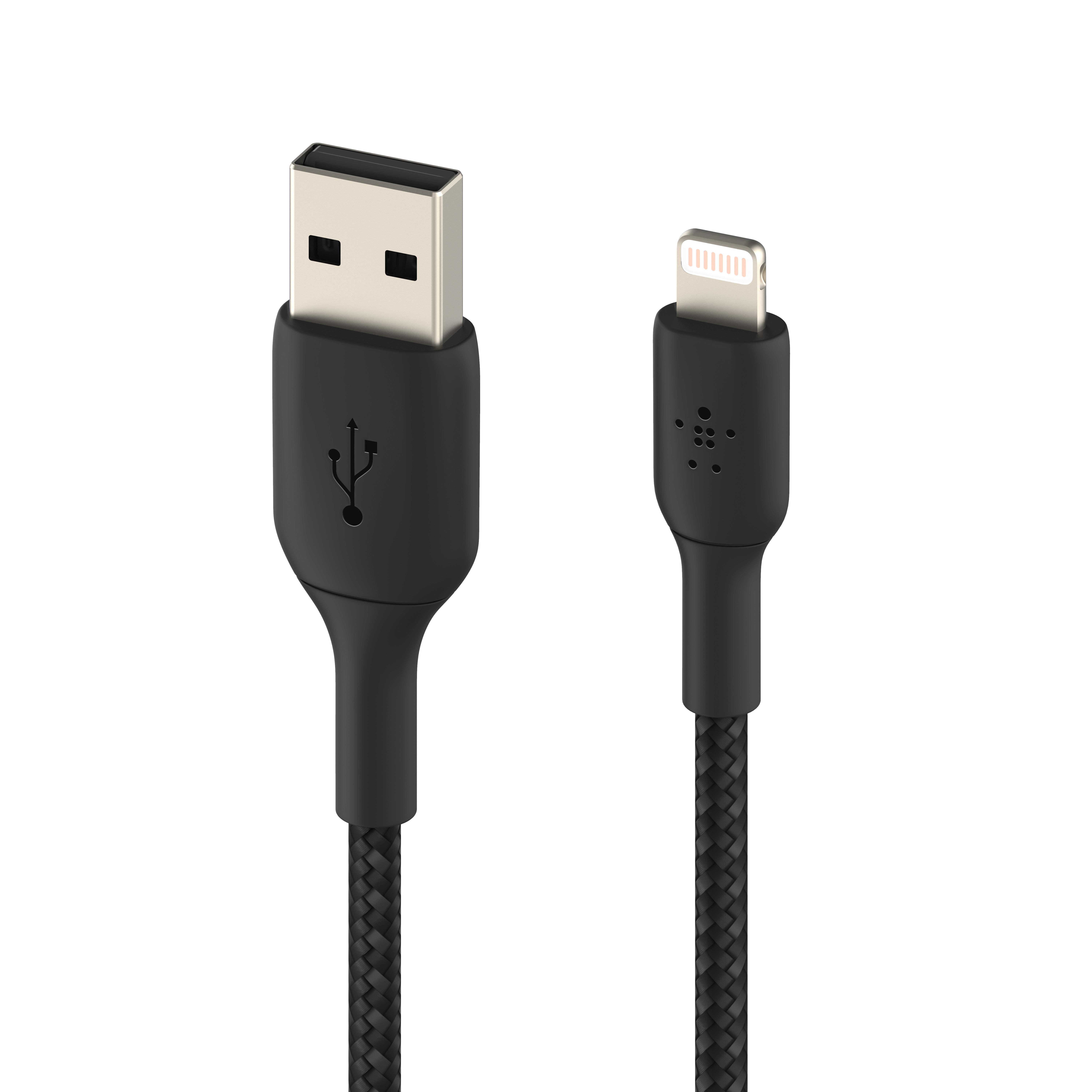 Belkin BOOST CHARGE USB-A to Lightning Cable, Braided - 3M - Black | JAR Computers Belkin BOOST CHARGE USB-A to Lightning Cable, Braided - 3M - Black