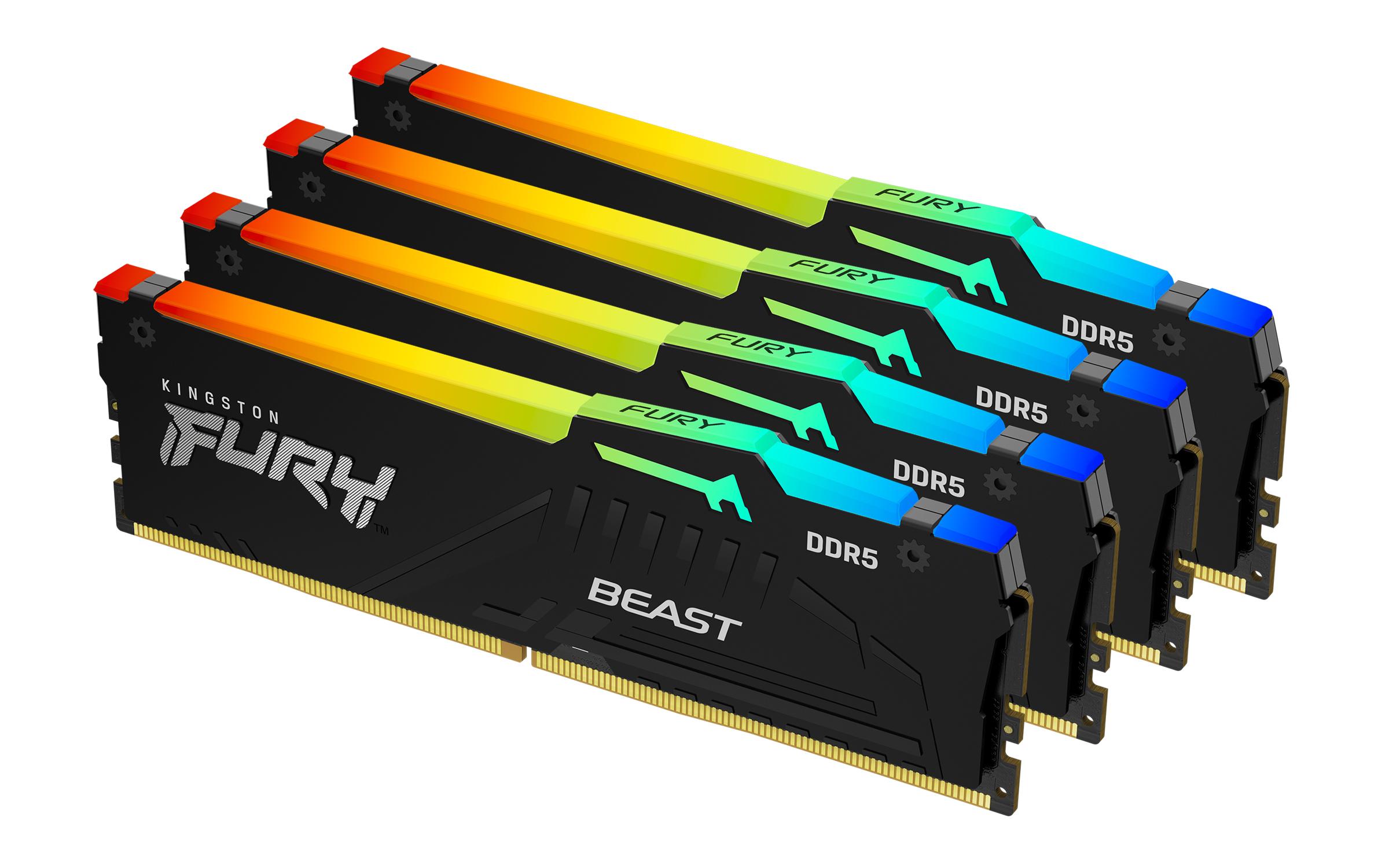 Kingston Technology FURY Beast RGB модул памет 64 GB 4 x 16 GB DDR5 6000 MT/s 288-pin DIMM | JAR Computers Kingston Technology FURY Beast RGB модул памет 64 GB 4 x 16 GB DDR5 6000 MT/s 288-pin DIMM