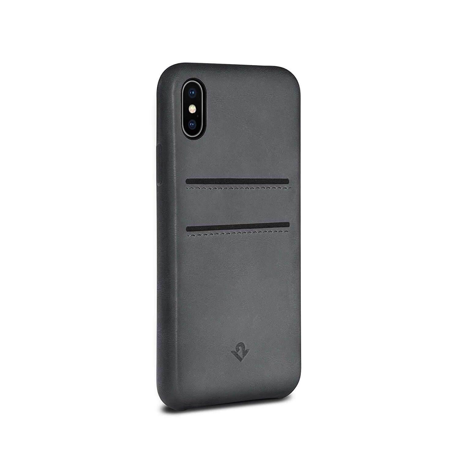 Кожен (естествена кожа) кейс за iPhone X - TwelveSouth Relaxed Wallet Leather Clip (сив) | JAR Computers Кожен (естествена кожа) кейс за iPhone X - TwelveSouth Relaxed Wallet Leather Clip (сив)