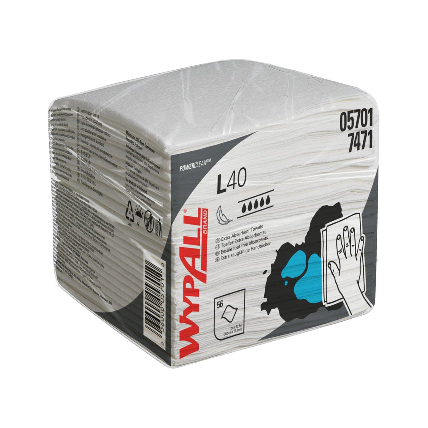 Кърпи за почистване Kimberly-Clark WypAll L40 8387 Absorbent, 1/4 сгънати, 30.4 х 31.7 cm, бели, 56 броя | JAR Computers Кърпи за почистване Kimberly-Clark WypAll L40 8387 Absorbent, 1/4 сгънати, 30.4 х 31.7 cm, бели, 56 броя