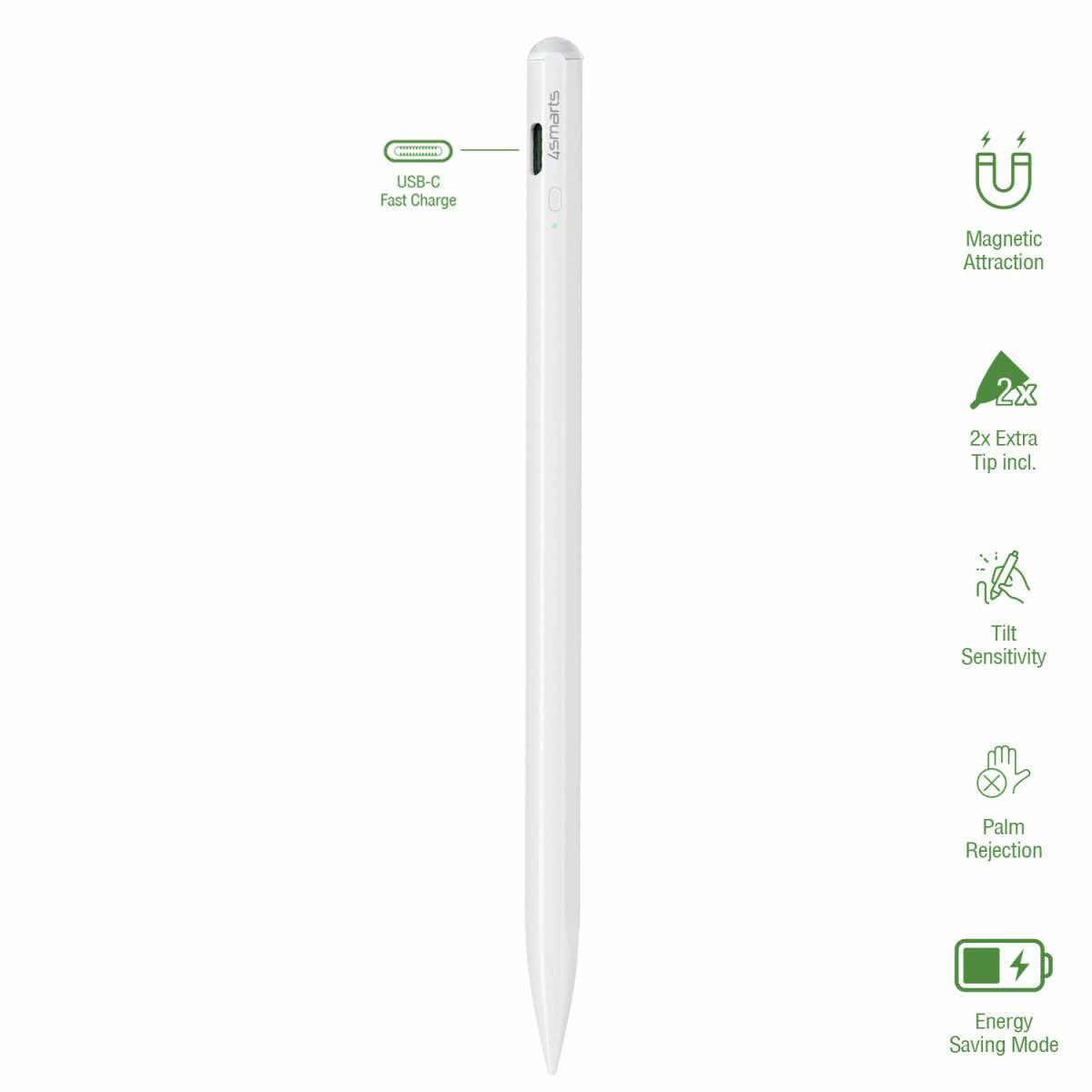 Професионална писалка за iPad - 4smarts Active Pencil Pro 3 Stylus (бял) | JAR Computers Професионална писалка за iPad - 4smarts Active Pencil Pro 3 Stylus (бял)