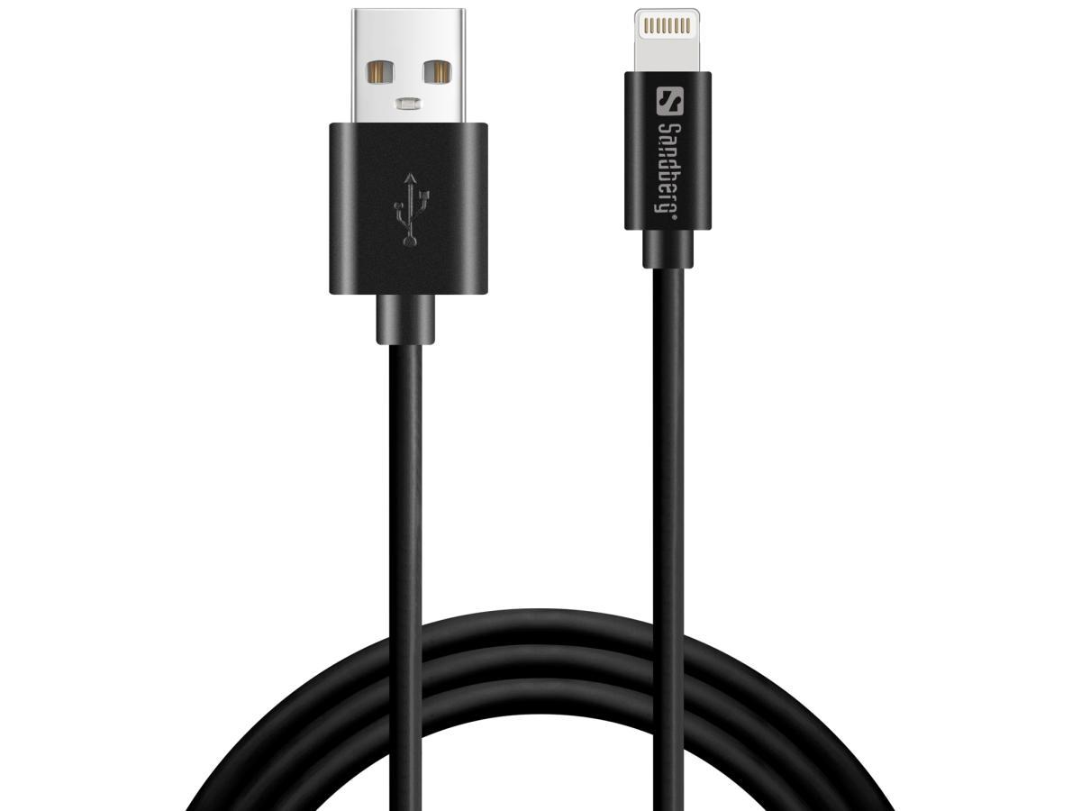Sandberg USB>Lightning MFI 1m Black | JAR Computers Sandberg USB>Lightning MFI 1m Black
