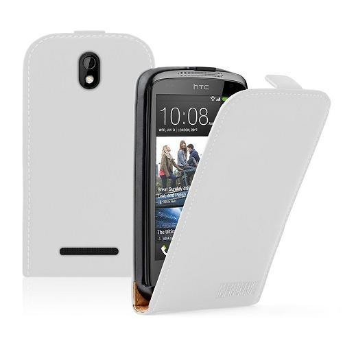 Вертикален кожен калъф за HTC Desire 500 - Leather Flip Case (бял) | JAR Computers Вертикален кожен калъф за HTC Desire 500 - Leather Flip Case (бял)