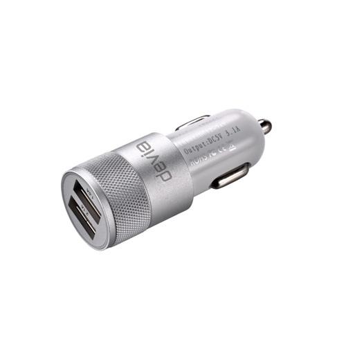 Зарядно за кола (3.1 Ампера) с 2 USB изхода за смартфони и таблети - Devia Joy Dual USB Port Car Charger 3.1А (сребрист) | JAR Computers Зарядно за кола (3.1 Ампера) с 2 USB изхода за смартфони и таблети - Devia Joy Dual USB Port Car Charger 3.1А (сребрист)