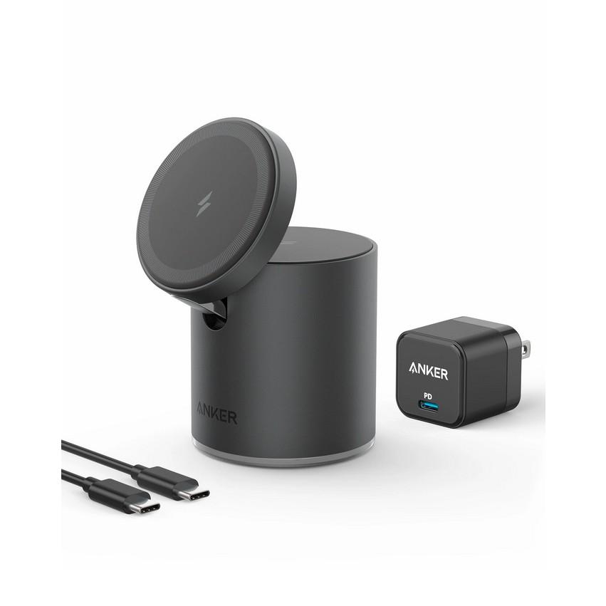 Двойна поставка (пад) за безжично зареждане за iPhone с Magsafe и AirPods (черен) - Anker MagGo 2-in-1 Magnetic Wireless Charging Stand | JAR Computers Двойна поставка (пад) за безжично зареждане за iPhone с Magsafe и AirPods (черен) - Anker MagGo 2-in-1 Magnetic Wireless Charging Stand