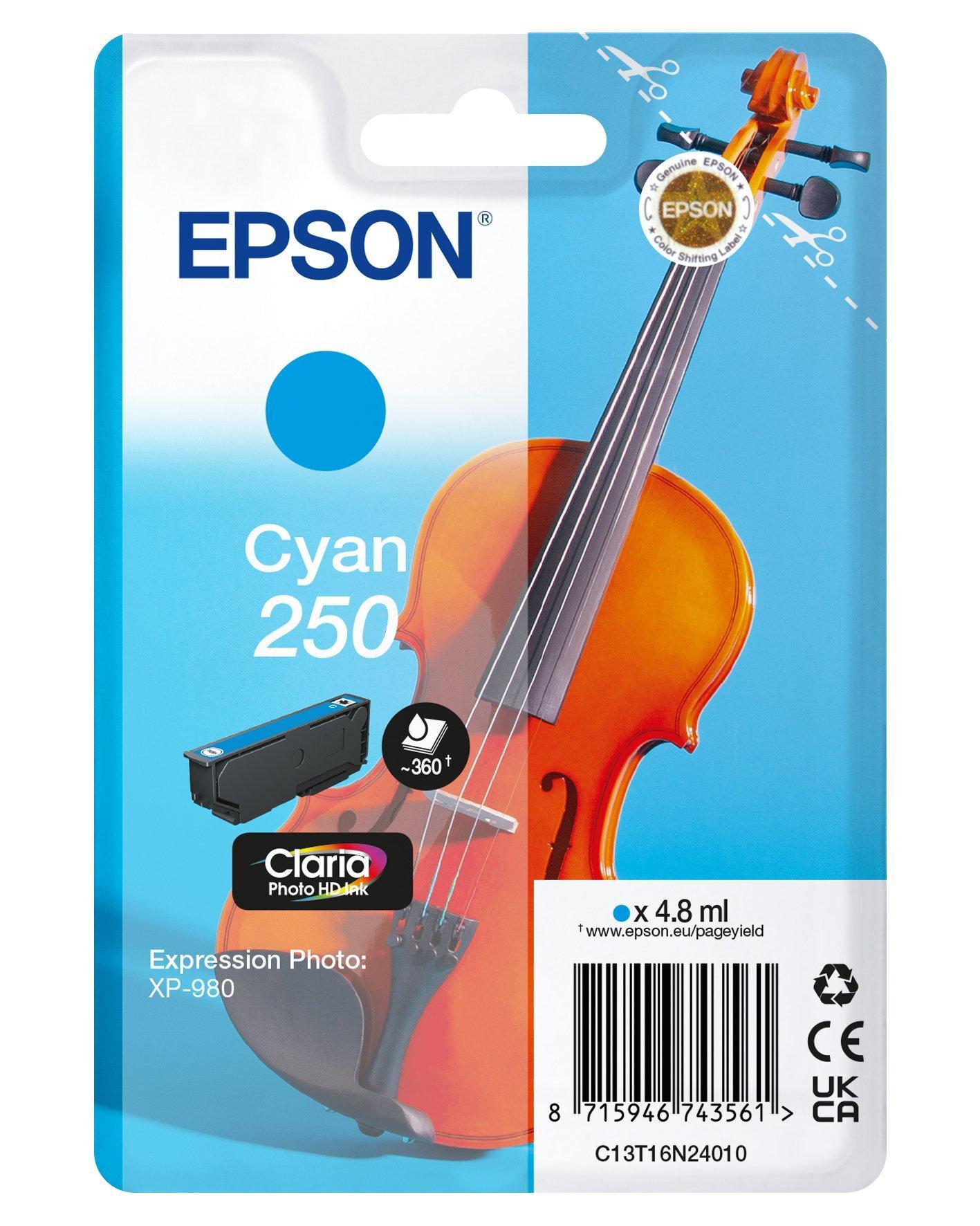 Epson Singlepack Cyan 250 Violin Claria Photo HD Ink | JAR Computers Epson Singlepack Cyan 250 Violin Claria Photo HD Ink