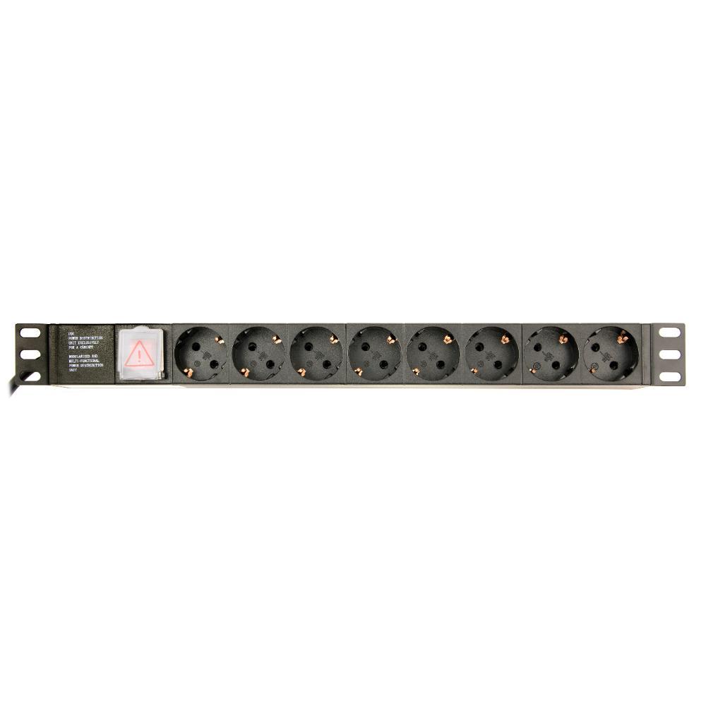 Gembird Rack Power Strip (Pdu), 8 Schuko Sockets, 1u, 16a, 3m Schuko Plug (EG-PDU-014) (GEMEG-PDU-014)