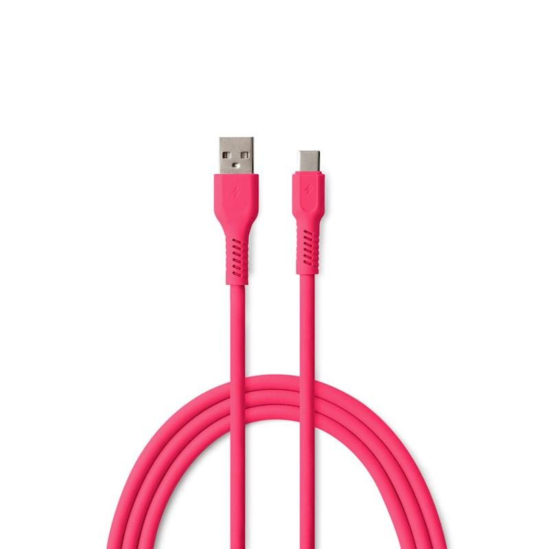 Кабел USB-A - USB-C 1,8m 3A COLORUM  цвят магента