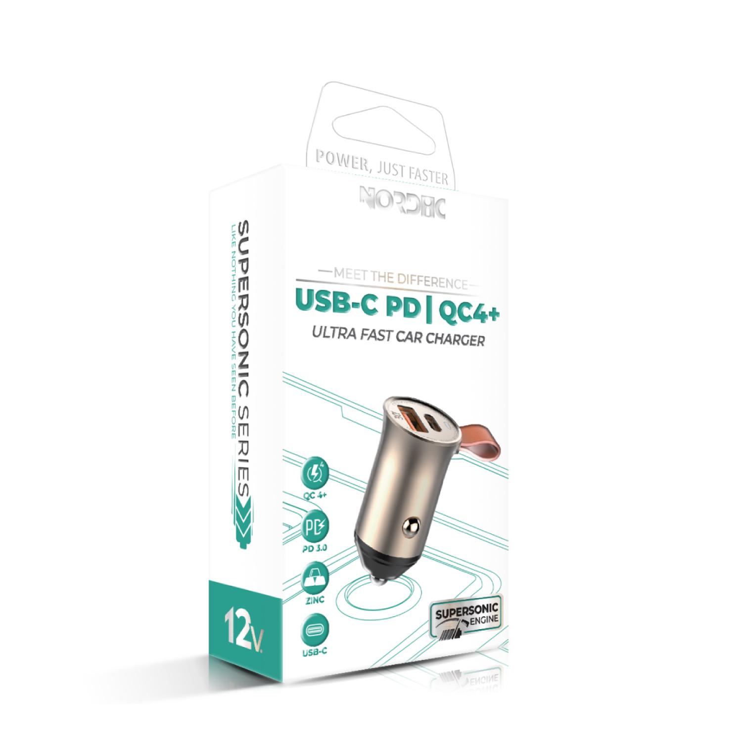 NORDIC 12V 30W, USB-A + USB-C, кабел C-C, Supersonic | JAR Computers NORDIC 12V 30W, USB-A + USB-C, кабел C-C, Supersonic