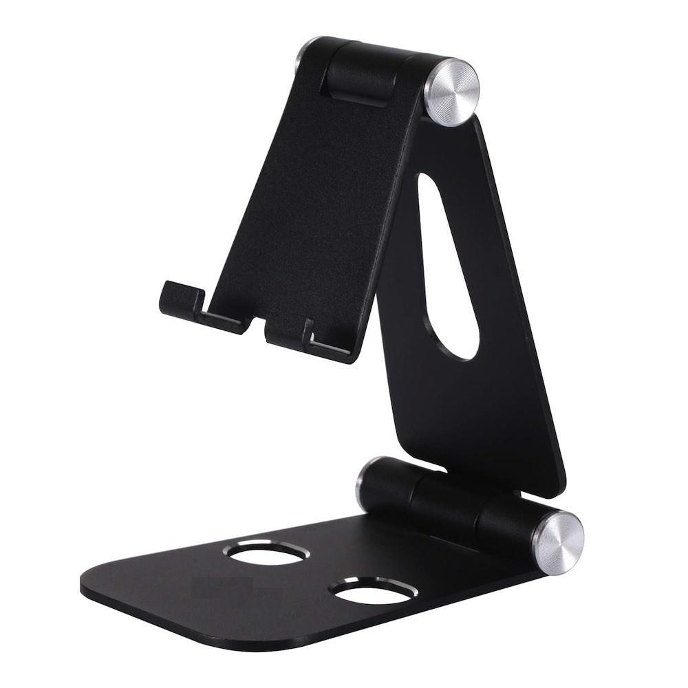 Сгъваема алуминиева поставка за мобилни телефони и таблети до 8.5 инча - Universal Foldable Phone Stand (черен) | JAR Computers Сгъваема алуминиева поставка за мобилни телефони и таблети до 8.5 инча - Universal Foldable Phone Stand (черен)