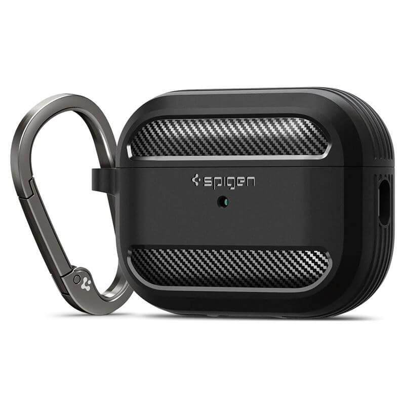 Силиконов удароустойчив кейс с карабинер за Apple AirPods Pro 2 - Spigen Rugged Armor Case (черен) | JAR Computers Силиконов удароустойчив кейс с карабинер за Apple AirPods Pro 2 - Spigen Rugged Armor Case (черен)
