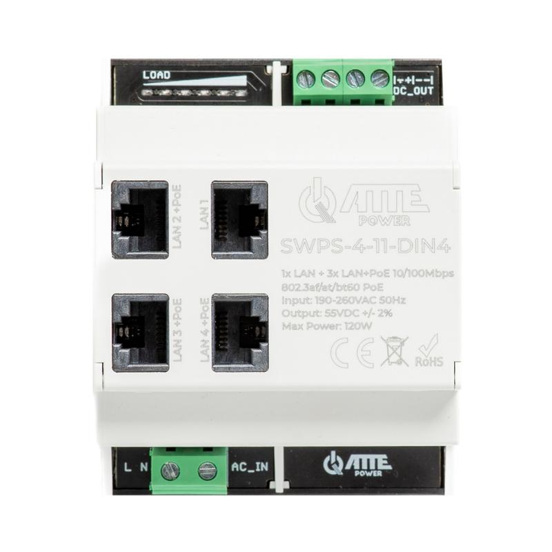 3 PoE порта, 1 UpLink порт - ATTE Power SWPS-4-11-DIN4 | JAR Computers 3 PoE порта, 1 UpLink порт - ATTE Power SWPS-4-11-DIN4