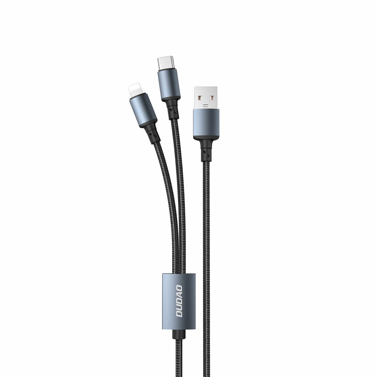Dudao LBA 2-in-1 Charging Cable 6A - универсален USB кабел с Lightning и USB-C конектори (120 см) (черен)