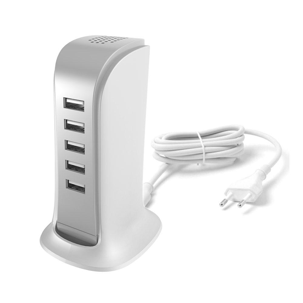Dudao заряден адаптер с 5 x USB-А изхода за мобилни телефони и таблети, бял | JAR Computers Dudao заряден адаптер с 5 x USB-А изхода за мобилни телефони и таблети, бял