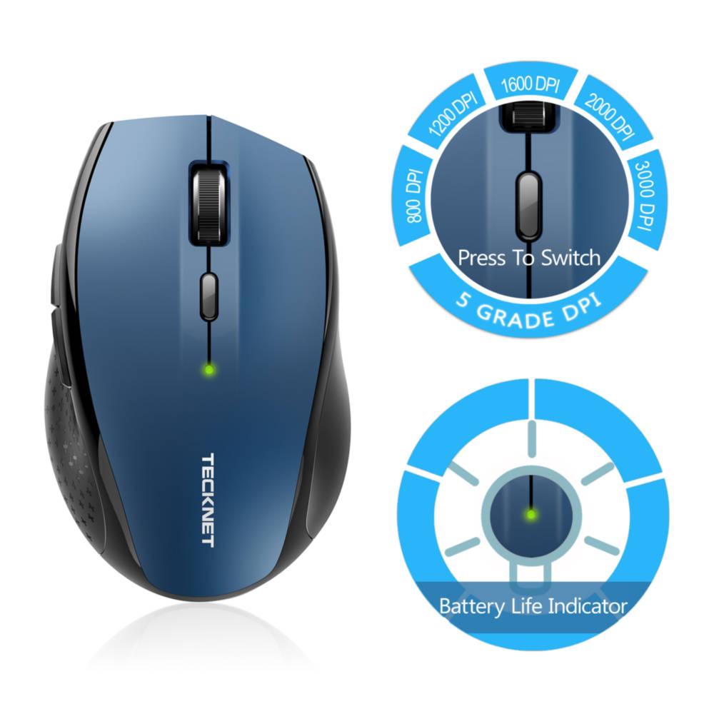 Ергономична безжична мишка (за Mac и PC) - TeckNet M006 2.4G Wireless Mouse (син) | JAR Computers Ергономична безжична мишка (за Mac и PC) - TeckNet M006 2.4G Wireless Mouse (син)