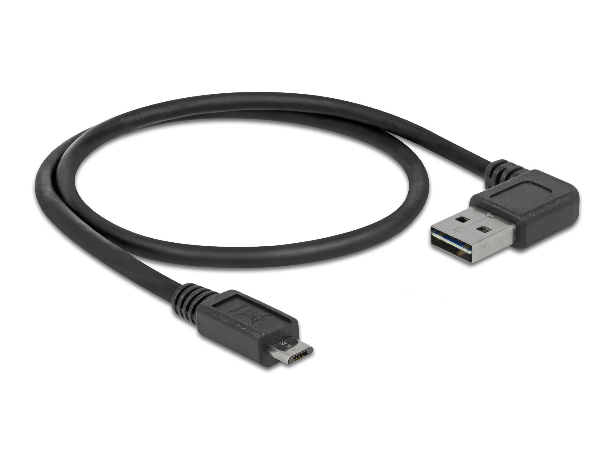 Кабел Delock EASY-USB 2.0 Type-A мъжко angled left / right > USB 2.0 Type Micro-B мъжко 0,5 m | JAR Computers Кабел Delock EASY-USB 2.0 Type-A мъжко angled left / right > USB 2.0 Type Micro-B мъжко 0,5 m
