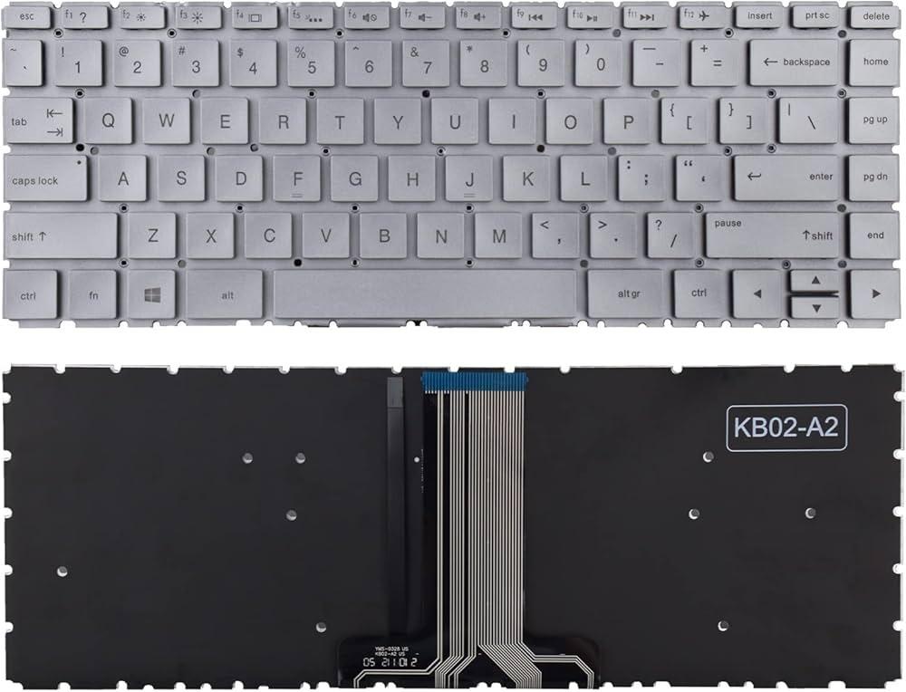 Клавиатура за лаптоп HP Pavilion 14-BS 14-BS000 14-BS100 14-BS500 Сребриста Без Рамка (Малък Ентър) с Подсветка / Silver Without Frame With Backlit