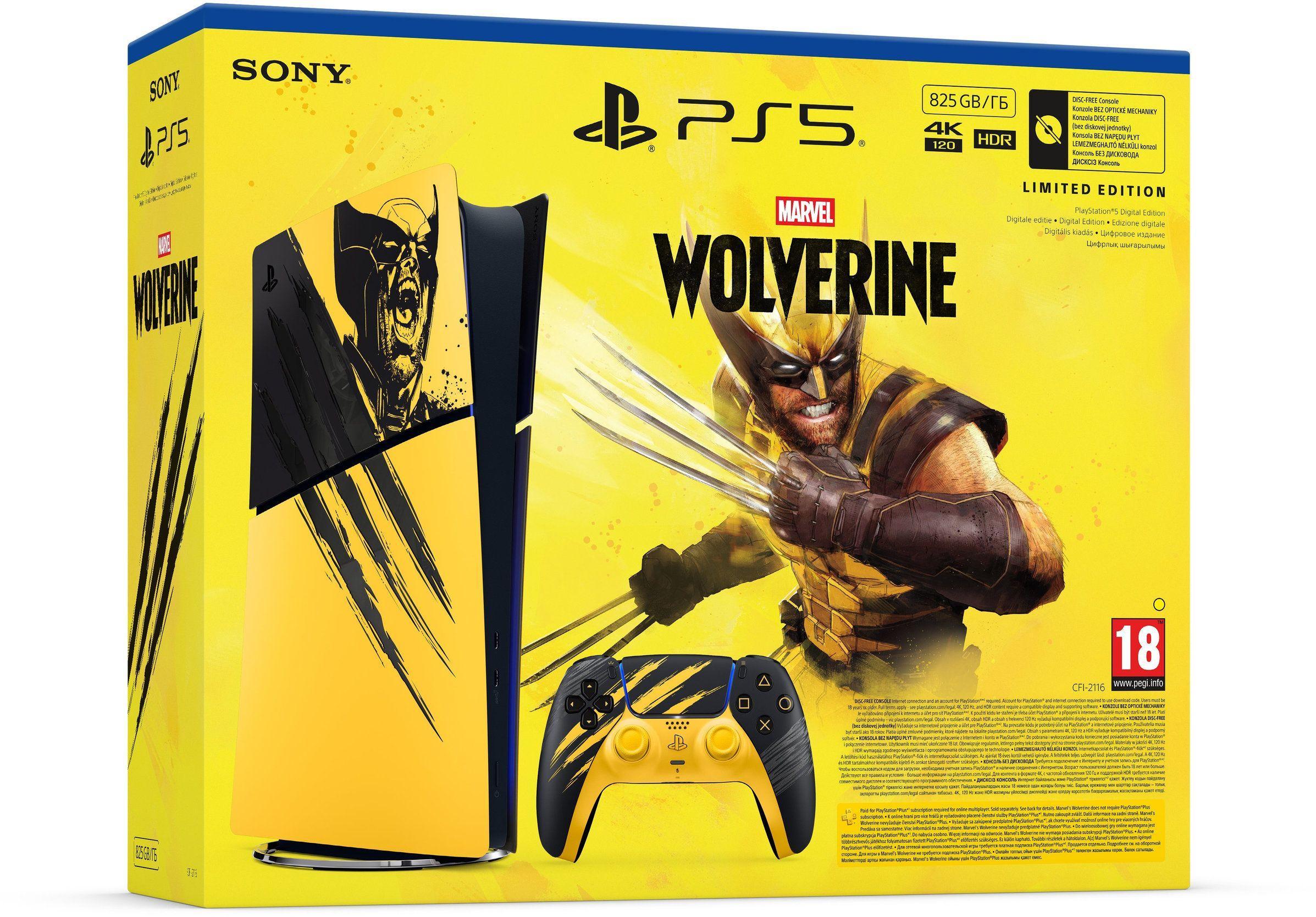 Конзола PlayStation 5 (Slim) - Digital Edition - Marvel&rsquo;s Wolverine Battle Yellow Limited Edition Bundle