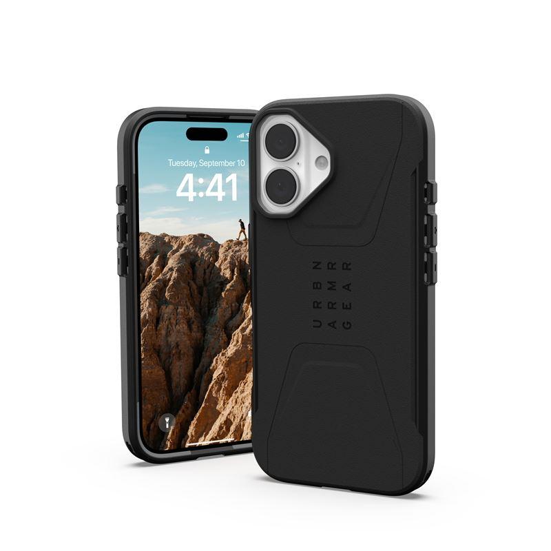 Удароустойчив хибриден кейс с MagSafe за iPhone 16 - Urban Armor Gear Civilian MagSafe Case (черен) | JAR Computers Удароустойчив хибриден кейс с MagSafe за iPhone 16 - Urban Armor Gear Civilian MagSafe Case (черен)