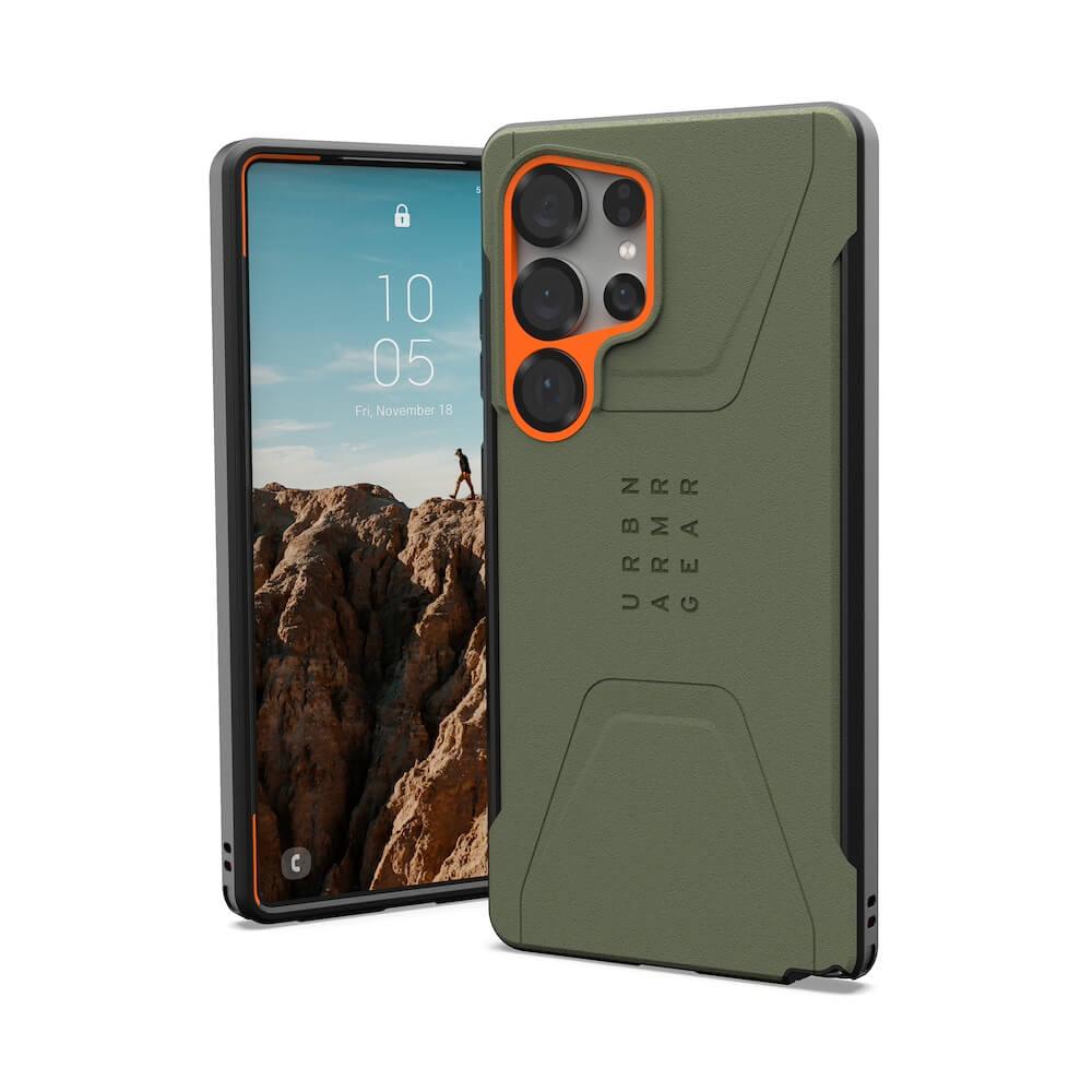 Удароустойчив хибриден кейс с MagSafe за Samsung Galaxy S25 Ultra - Urban Armor Gear Civilian MagSafe Case (зелен-оранжев) | JAR Computers Удароустойчив хибриден кейс с MagSafe за Samsung Galaxy S25 Ultra - Urban Armor Gear Civilian MagSafe Case (зелен-оранжев)