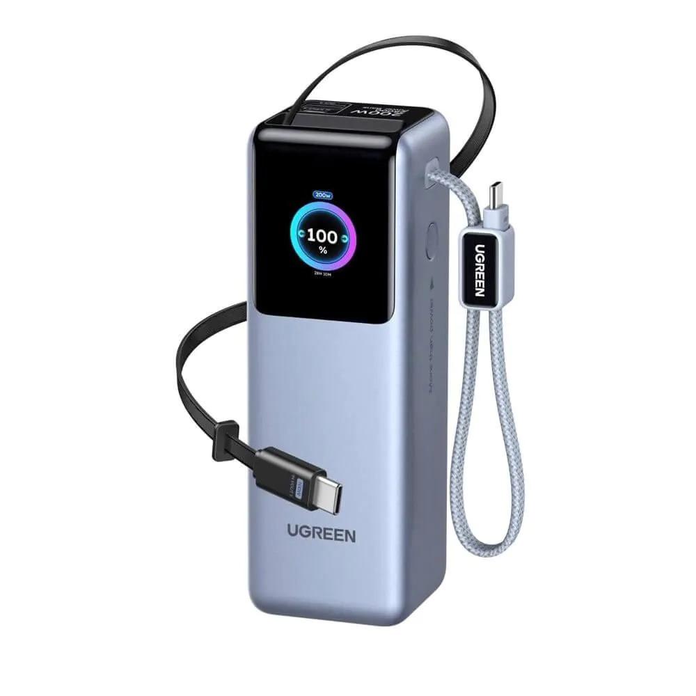 UGREEN Power Bank 25000 mAh 200W + 2 x вградени кабели C-C, Nexode /графит/ - PB728 / 75702B | JAR Computers UGREEN Power Bank 25000 mAh 200W + 2 x вградени кабели C-C, Nexode /графит/ - PB728 / 75702B